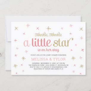 Invitation Twinkle Little Star Baby shower fille, saupoudrer