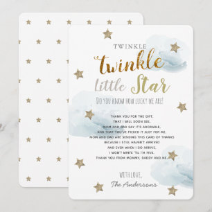 Invitation Twinkle Little Star Baby shower Merci bleu