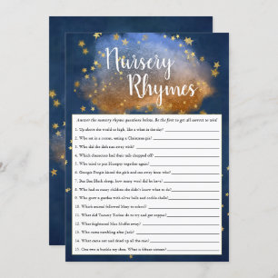 Invitation Twinkle Little Star Bleu Gold Nursery Rhyme Quiz
