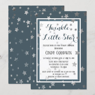 Invitation Twinkle Little Star Dusty Blue Boy Baby shower