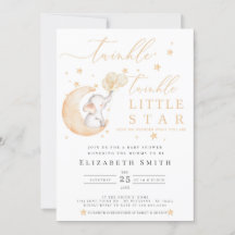 Twinkle Little Star Elephant Baby shower neutre