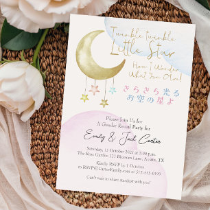 Invitation Twinkle Little Star Genre Révéler Pastel Crescent