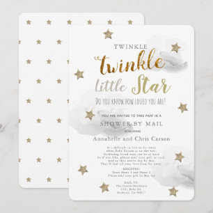 Invitation Twinkle Little Star Grey Cloud Baby shower par cou