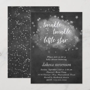 Invitation Twinkle Little Star Gris de charbon et argent