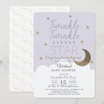 Twinkle Little Star Lilac Baby shower virtuel