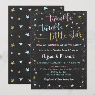 Invitation Twinkle Little Star Rose Bleu Or Genre Révélation