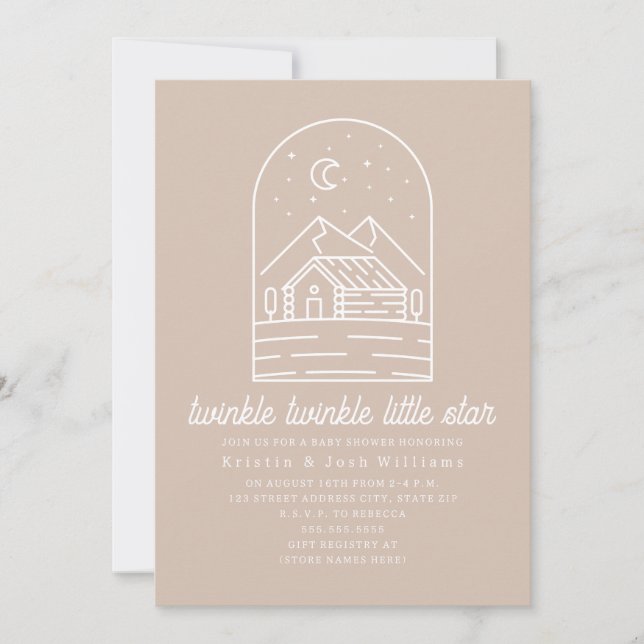 Invitation Twinkle Little Star rose fille Baby shower (Devant)