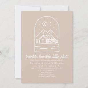 Invitation Twinkle Little Star rose fille Baby shower