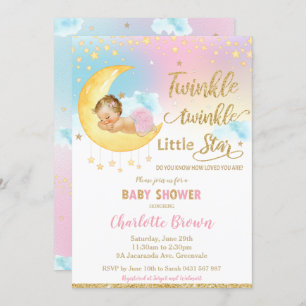 Invitation Twinkle Little Star Sleeping Baby shower Girl Inv