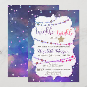 Invitation Twinkle Little Stars Peinture Éclaboussure Baby Sh