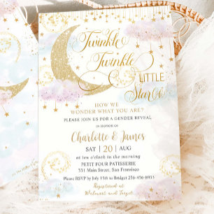 Invitation Twinkle Little Stars Rose Genre Révéler Douche