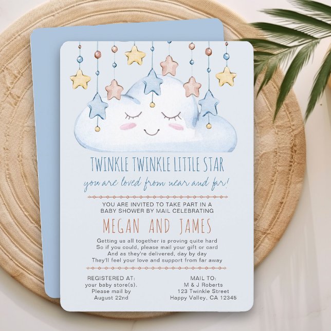 Invitation Twinkle Poem Baby shower garçon par courrier (Baby Shower by Mail Invitation from my Twinkle Twinkle baby shower collection)