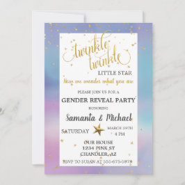 Invitation Twinkle Star Aquarelle Gold Genre Revevela Party