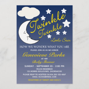 Invitation Twinkle Star Baby shower personnalisabl