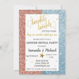 Invitation Twinkle Star Parties scintillant Gold Genre Reveal