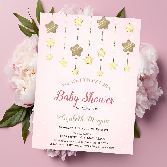 Invitation Twinkle Stars Genre Révéler Points Baby shower (Créateur téléchargé)
