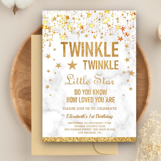 Invitation Twinkle Twinkle Little Star 1er anniversaire (Créateur téléchargé)