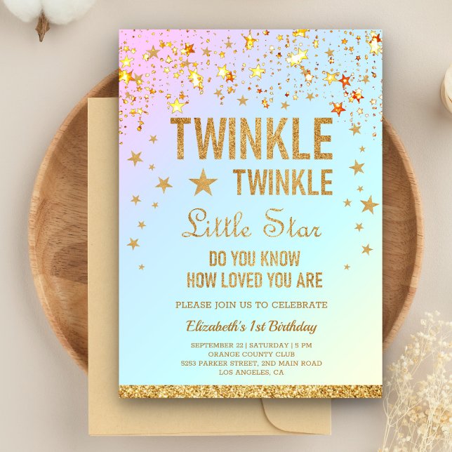 Invitation Twinkle Twinkle Little Star 1er anniversaire (Créateur téléchargé)