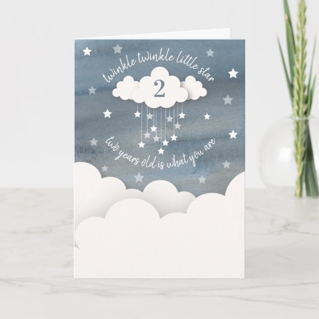 Invitation Twinkle Twinkle Little Star Aquarelle Anniversaire (Devant)