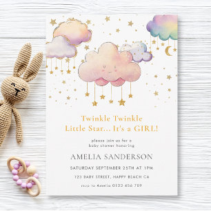 Invitation Twinkle Twinkle Little Star Baby Girl Douche