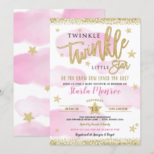 Invitation Twinkle Twinkle Little Star Baby Girl Douche