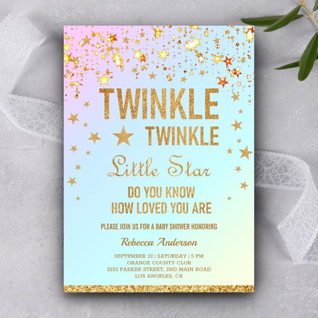 Invitation Twinkle Twinkle Little Star Baby shower (Créateur téléchargé)