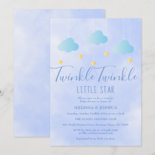 Invitation Twinkle Twinkle Little Star Baby shower bleu garço