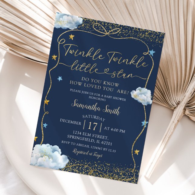 Invitation Twinkle Twinkle Little Star Baby shower dessiné à  (Créateur téléchargé)