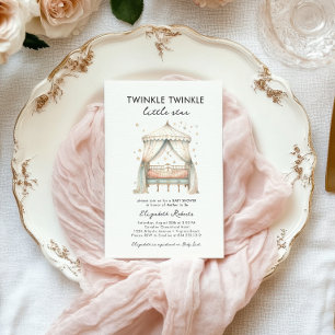 Invitation Twinkle Twinkle Little Star Baby shower élégant