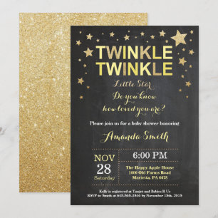 Invitation Twinkle Twinkle Little Star Baby shower jaune