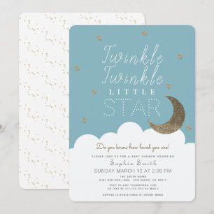 Invitation Twinkle Twinkle Little Star Blue Boy Baby shower