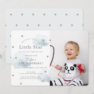 Invitation Twinkle Twinkle Little Star Blue Photo Anniversair