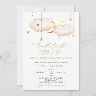 Invitation Twinkle Twinkle Little Star, Blush Moon et Stars