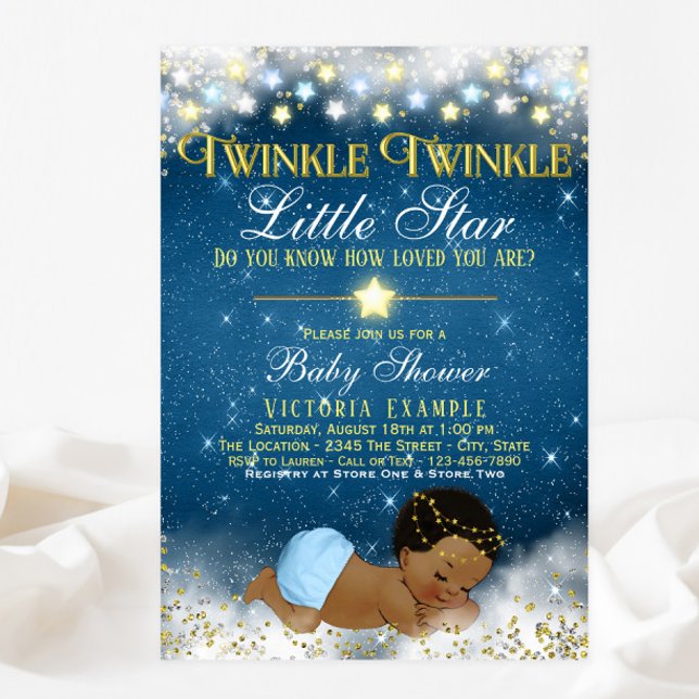 Invitation Twinkle Twinkle Little Star Ethnic Boy Baby shower (Créateur téléchargé)