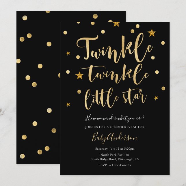 Invitation Twinkle Twinkle Little Star Genre Reveal (Devant / Derrière)