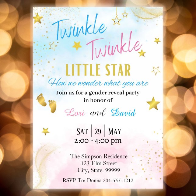 Invitation Twinkle Twinkle Little Star Genre Reveal (Créateur téléchargé)