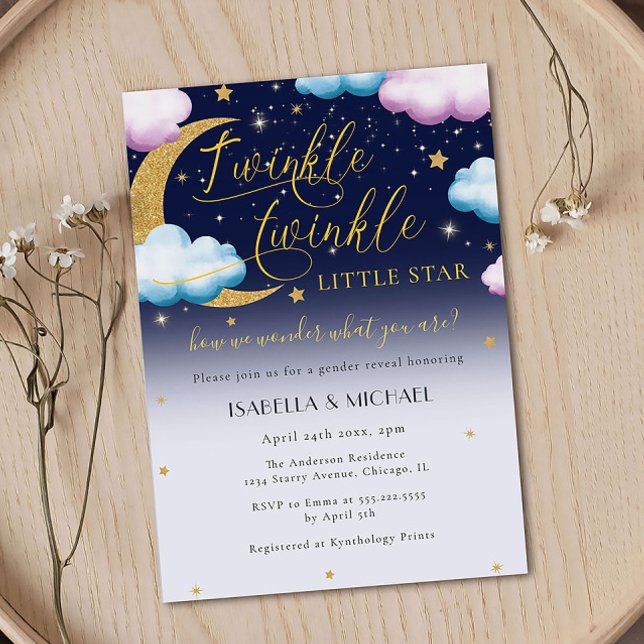 Invitation Twinkle Twinkle Little Star Genre Reveal Party (Créateur téléchargé)