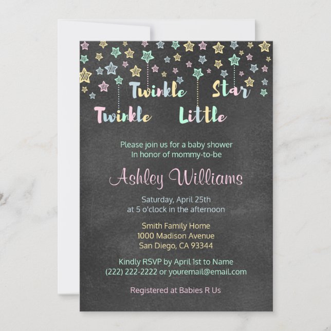 Invitation Twinkle Twinkle Little Star Genre Révéler Neutre (Devant)