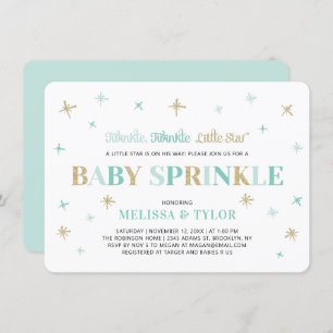 Invitation Twinkle Twinkle Little Star Mint Garçon Bébé Sprin