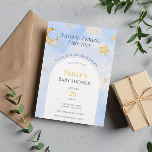 Invitation Twinkle Twinkle Little Star Moon Cloud Baby shower