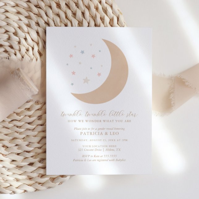 Invitation Twinkle Twinkle Little Star Moon Sexe Révéler (Créateur téléchargé)