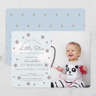 Invitation Twinkle Twinkle Little Star Photo Blue Anniversair
