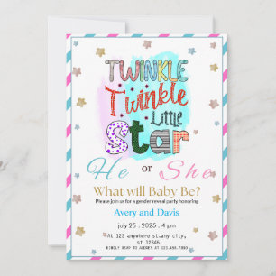Invitation Twinkle Twinkle Little Star Révélation du Sexe