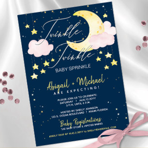 Invitation Twinkle Twinkle Little Star Rose Girl Baby shower