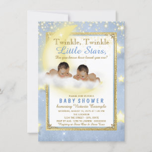Invitation Twinkle Twinkle Little Star Twin Boy Baby shower I