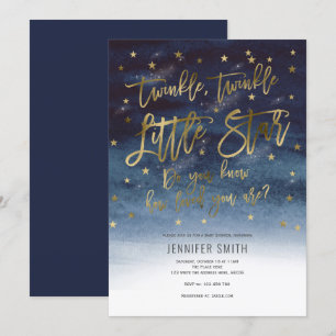 Invitation Twinkle Twinkle Little Stars, Baby shower