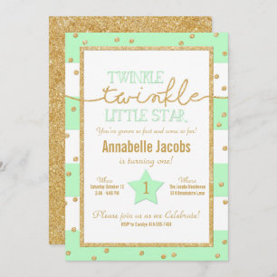 Invitation Twinkle Twinkle Mint et Gold Anniversaire Invitati