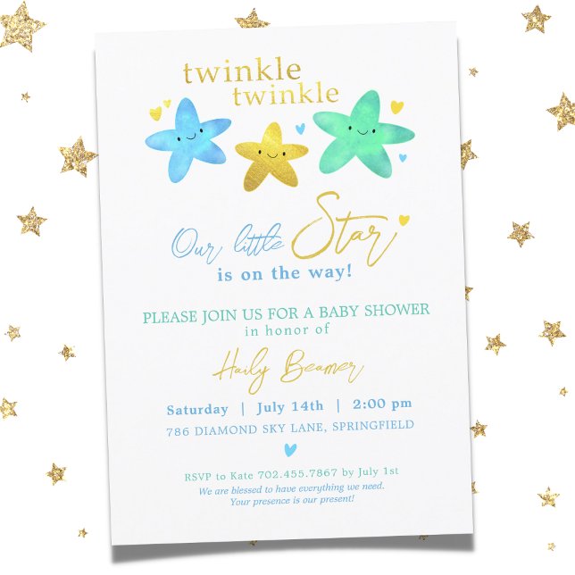 Invitation Twinkle Twinkle Our Little Star Baby shower Invita (Créateur téléchargé)