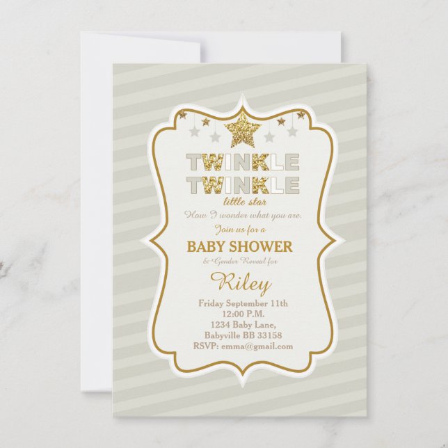 Invitation Twinkle Twinkle petit baby shower étoile invitatio (Devant)
