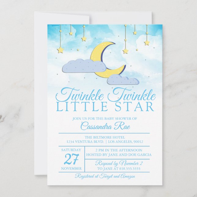 INVITATION TWINKLE TWINKLE PETIT ÉTOILE - BABY SHOWER (Devant)